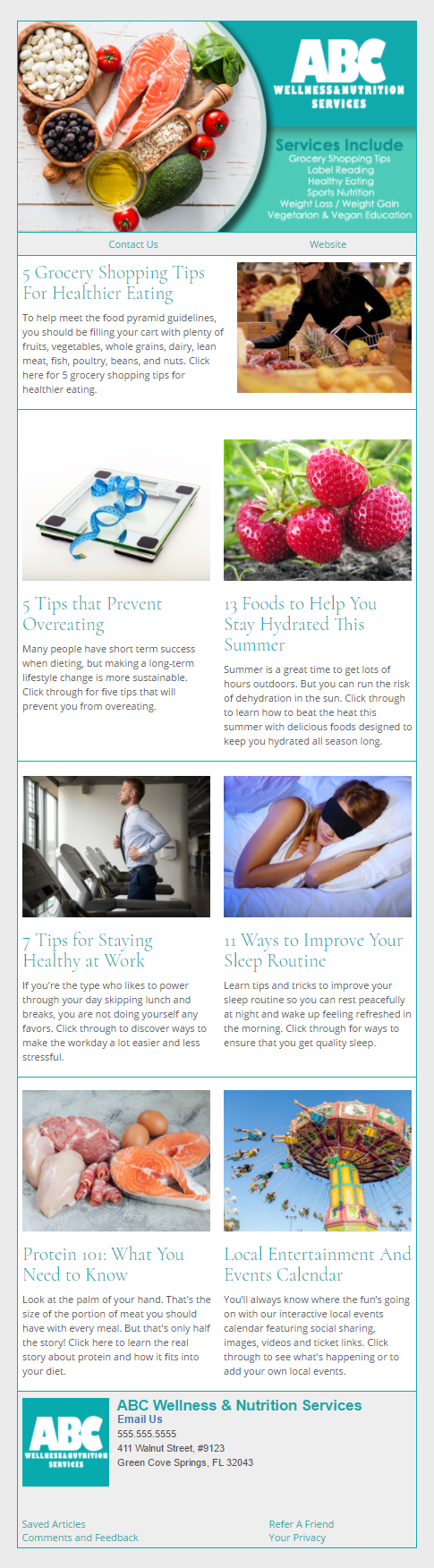 ABC Wellness & Nutrition Services health and wellness Email Newsletter Preview