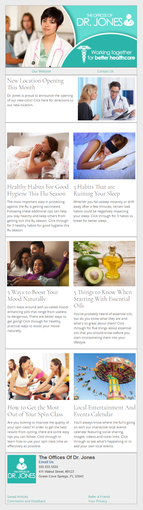 The Offices Of Dr. Jones health and wellness Email Newsletter Preview