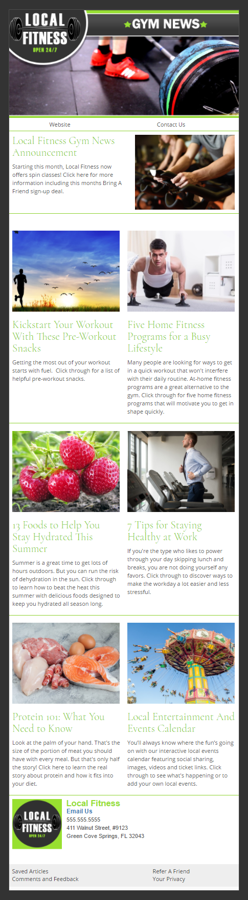 Local Fitness health and wellness Email Newsletter Preview