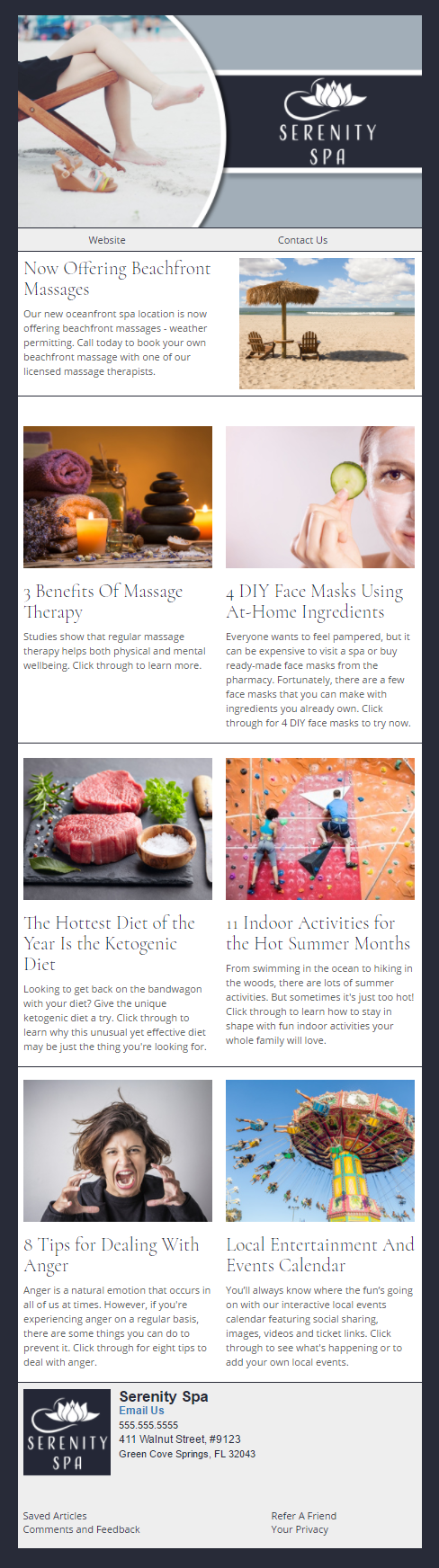 Serenity Spa health and wellness Email Newsletter Preview